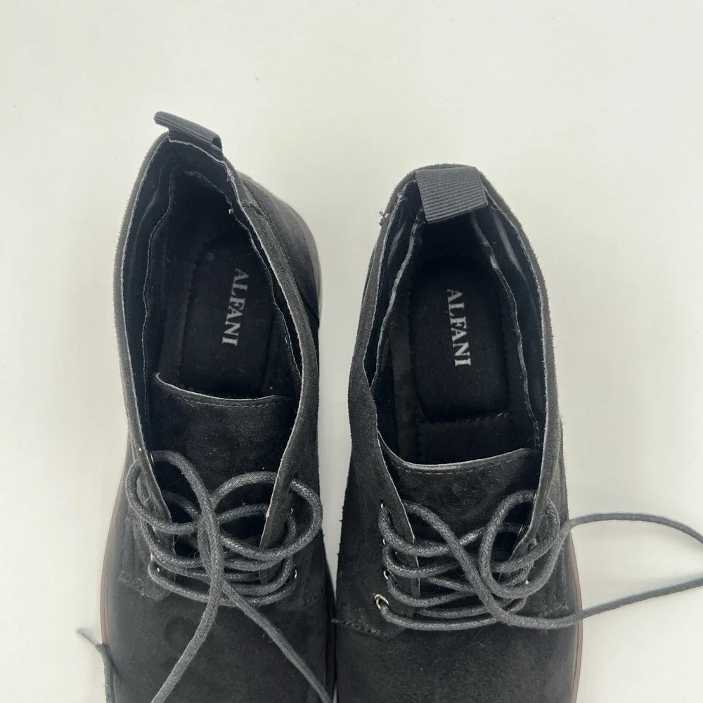 Alfani Aiden Chukka Boots Men's 10M Black Faux Suede Lace-Up Ankle Boots